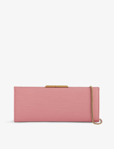 Shop Saint Laurent Midnight Satin Clutch Bag In Coral Pink