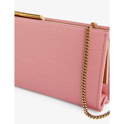 Shop Saint Laurent Midnight Satin Clutch Bag In Coral Pink