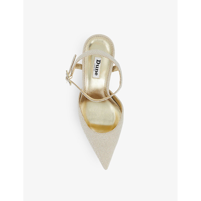 Dune Womens Gold-synthetic Channel Buckle-embellished Woven Heeled Courts In Gold-synthetic
