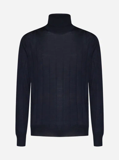 Shop D4.0 Wool And Silk Turtleneck In Blue