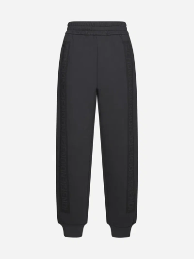 Shop Fendi Cotton-blend Jogger Pants In Grey
