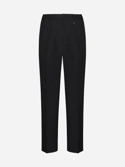 Shop Fendi Wool-blend Trousers In Black