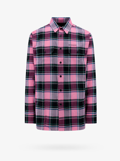 Givenchy Multicolour Pink Cotton And Virgin Wool Blend Check Shirt In Pink