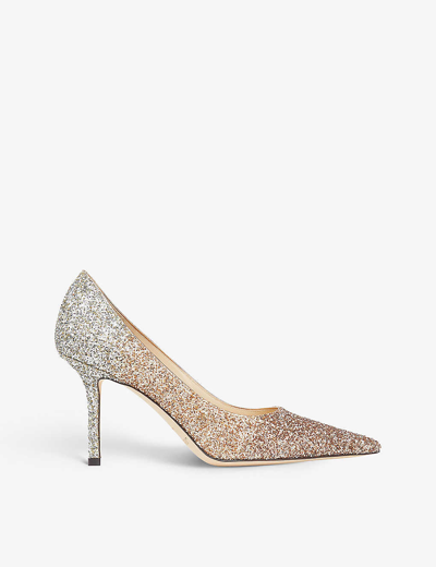Shop Jimmy Choo Women's Rose Gold/silver Love 85 Glittered Courts