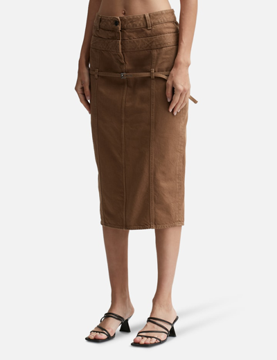 Jacquemus Low-waisted Denim Skirt In Brown