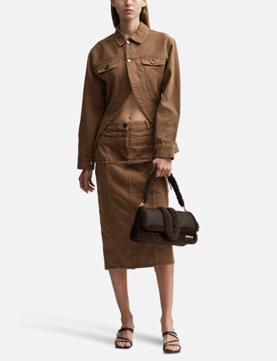 Jacquemus Low-waisted Denim Skirt In Brown
