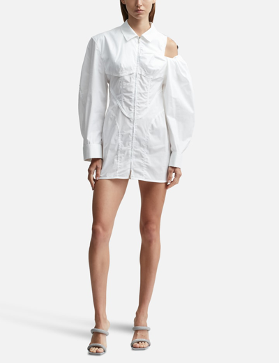 Jacquemus Women's La Mini Robe Chemise Dress In White