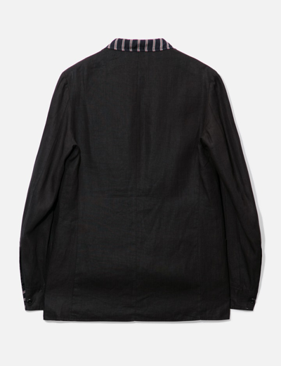 Shop Yohji Yamamoto Stripe Linen Blazer In Black
