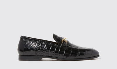 Shop Scarosso Alessandro Black Croco - Man Loafers Black In Black - Croco-printed Calf