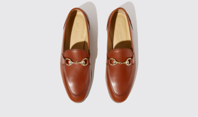Scarosso Horsebit-detail Leather Loafers In Cognac - Calf