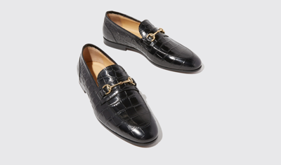 Scarosso Alessandro Black Croco In Black - Croco-printed Calf