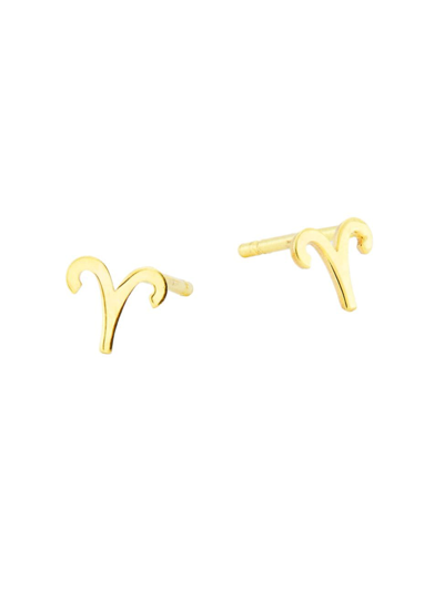Shop Saks Fifth Avenue Women's 14kt Gold Yellow Finish Polished Stud Libra Earring With Push Back Clasp In Aries