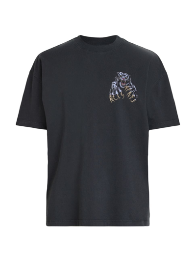 Shop Allsaints Men's Beast Graphic Crewneck T-shirt In Washed Black
