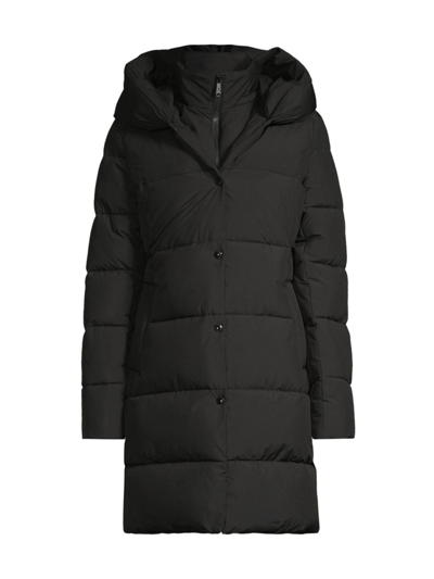 Shop Sam Edelman Women's Hooded Bib Puffer Coat In Black
