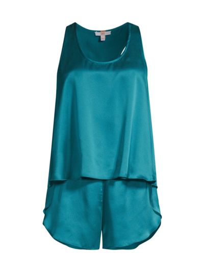 Shop Lunya Women's Washable Silk Tulip-back Tank & Shorts Pajama Set In Slope Teal