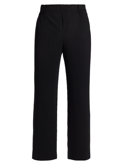 Shop Issey Miyake Men's Basics Pleated Knit Pants In Black