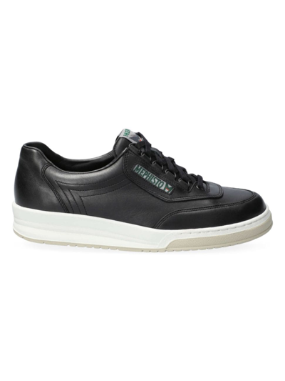 Shop Mephisto Men's Match Leather Tennis Sneakers In Black