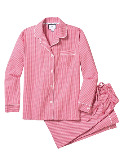 Shop Petite Plume Mini Gingham Cotton Pajama Set In Red