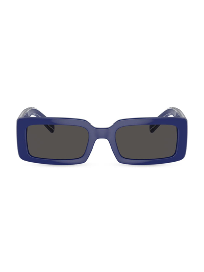Shop Dolce & Gabbana Men's 53mm Rectangular Sunglasses In Blue