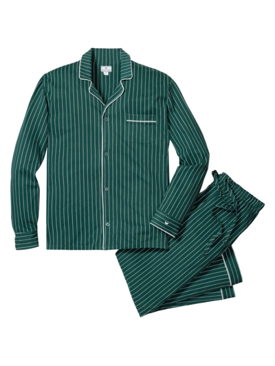 Shop Petite Plume Men's Pima Pinstriped Pajamas In Green