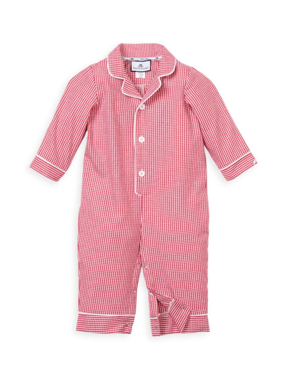 Shop Petite Plume Baby's Mini Gingham Cotton-blend Romper In Red