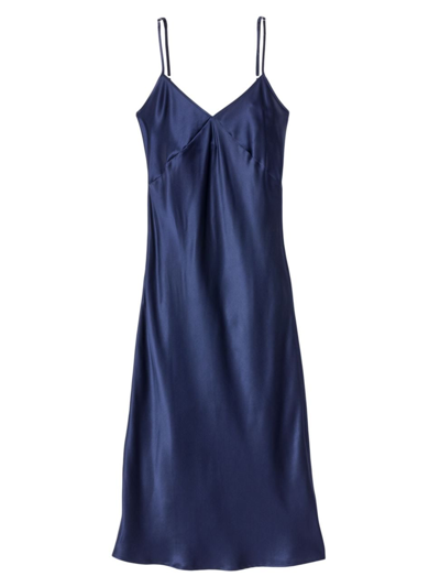 Shop Petite Plume Silk Cosette Night Dress In Navy