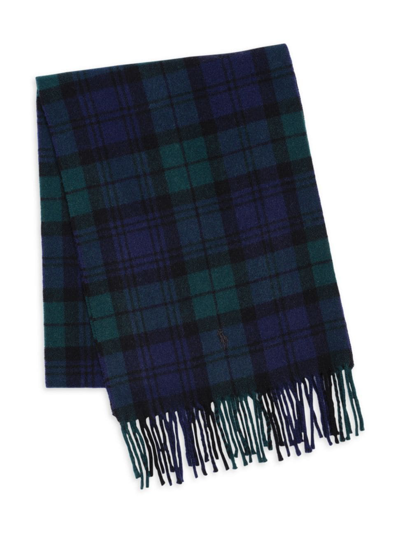 Shop Polo Ralph Lauren Men's Original Label Cashmere Plaid Scarf In Black Watch Tartan