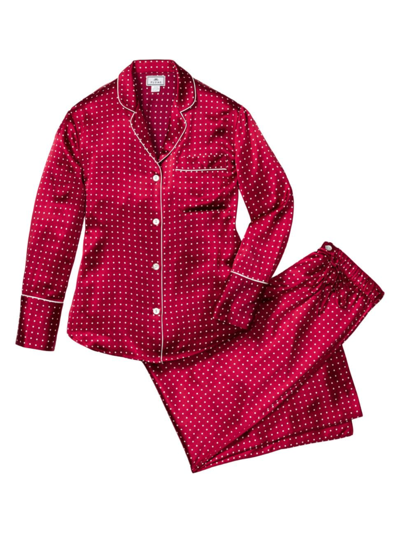 Shop Petite Plume Polka Dots Wide Cuff Pajama Set In Bordeaux