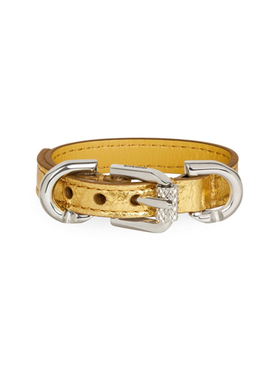 Shop Givenchy Women's Voyou Bracelet In Laminated Leather And Metal In Golden