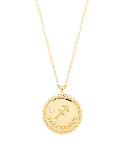 Shop Saks Fifth Avenue Women's 14k Gold & Diamond Star Sign Pendant Necklace In Sagittarius