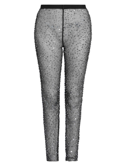 Shop Isabel Marant Women's Tanael Embellished Sheer Leggings In Silver