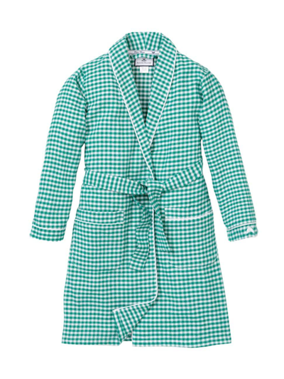 Shop Petite Plume Little Girl's & Girl's Gingham Flannel Robe In Green