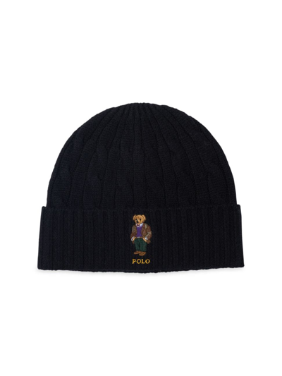 Polo Ralph Lauren Heritage Bear Cable Knit Wool & Cashmere Beanie In Polo  Black | ModeSens