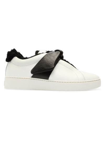 Shop Alexandre Birman Women's Asymmetric Clarita Leather Slip-on Sneakers In Black White