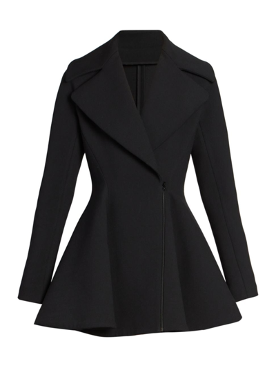 Shop Alaïa Women's Princess Flared Zip-front Coat In Black