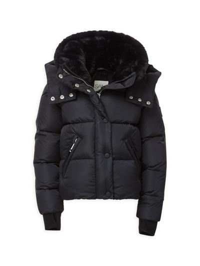 Shop Sam Little Girl's & Girl's Lara Puffer Jacket In Black