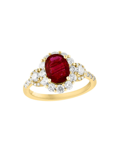 Shop Saks Fifth Avenue Women's 18k Yellow Gold, Ruby & 0.79 Tcw Diamond Ring