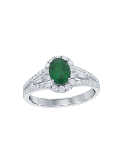 Shop Saks Fifth Avenue Women's 18k White Gold, Emerald & 0.50 Tcw Diamond Ring