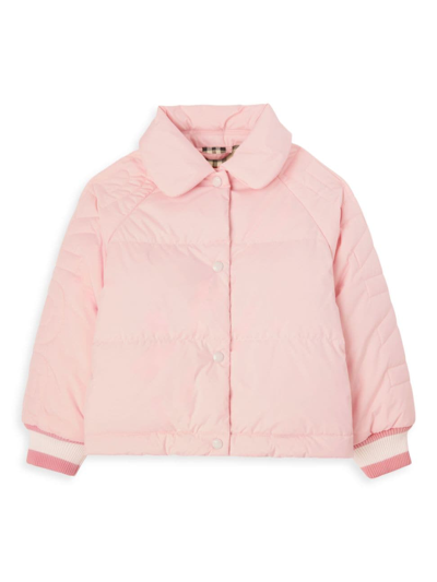 Shop Burberry Little Girl's & Girl's Quilted Bomber Jacket In Seashell Pink