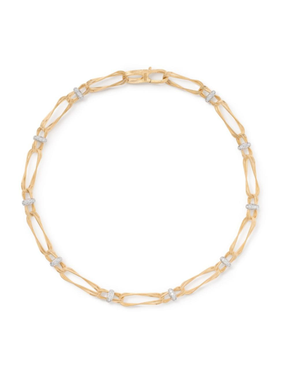 Shop Marco Bicego Women's Marrakech Onde Two-tone 18k Gold & 2.34 Tcw Diamond Double-link Chain Necklace In Yellow Gold
