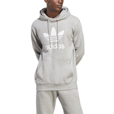 Shop Adidas Originals Mens  Trefoil Hoodie In Grey/white