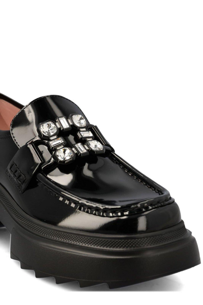 Shop Roger Vivier Wallaviv Buckle Embellished Loafers In Black
