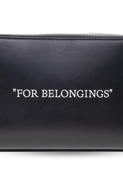 Shop Off-white Slogan Printed Makeup Pouch In Black
