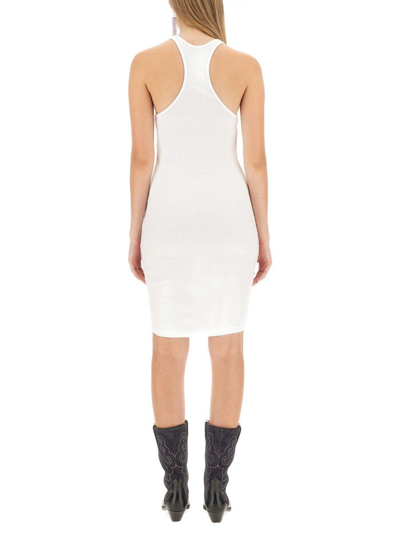 Shop Isabel Marant Crewneck Sleeveless Dress In Bianco