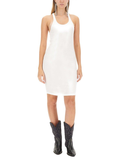 Shop Isabel Marant Crewneck Sleeveless Dress In Bianco