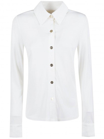 Shop Michael Kors Button Up Long- Sleeved Shirt In Bone