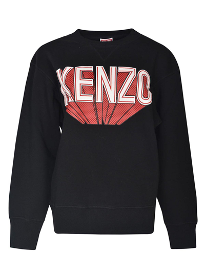 Shop Kenzo Logo Printed Crewneck Sweatshirt In Black