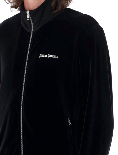 Shop Palm Angels Logo Printed Zipped Track Jacket In Black