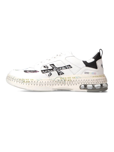Shop Premiata White Leather Drake Sneakers In Bianco