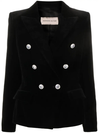Shop Alexandre Vauthier Black Cotton Velvet Blazer In Nero
